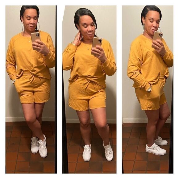 Navy Blue Crop Sweatshirt and Shirt Set - Picture 2 of 4